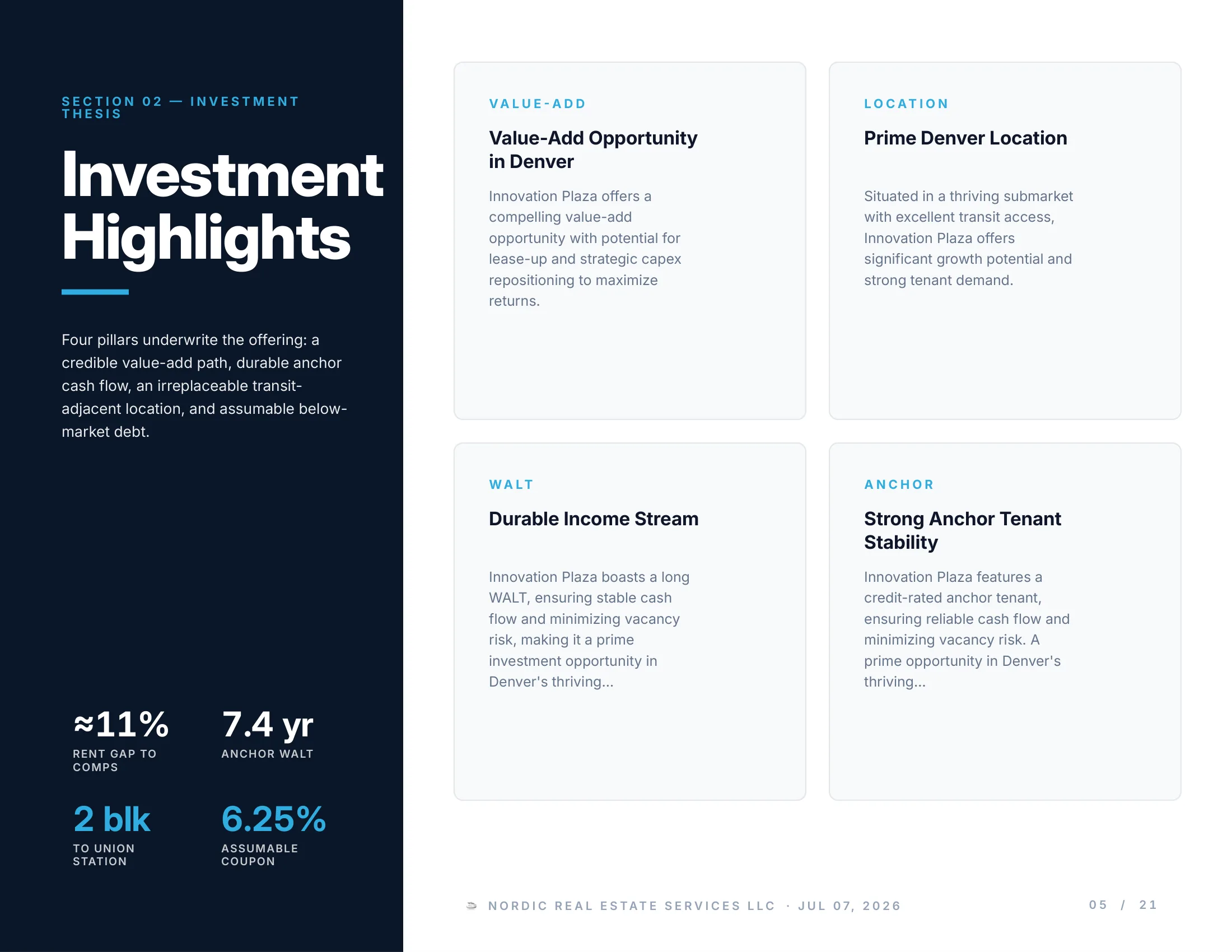 Innovation Plaza investment packet page 5 of 21, generated by Solsten CRE